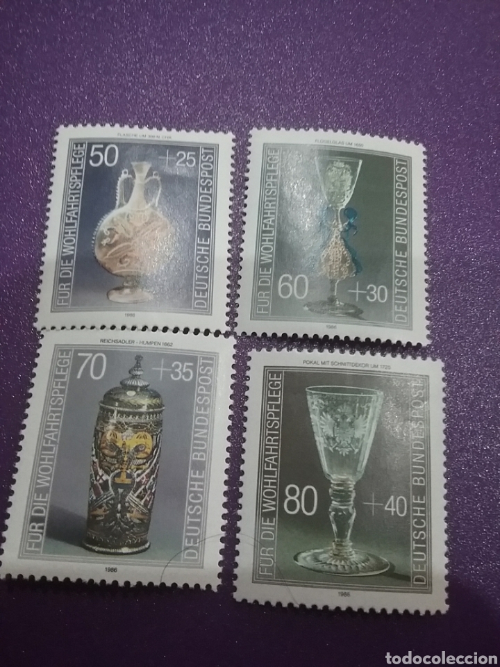 Briefmarken: Sello Alemania R. Federal nuevos/1986/pro/juventud/cristaleria/arte/artesania/botella/jarra/copa/tes