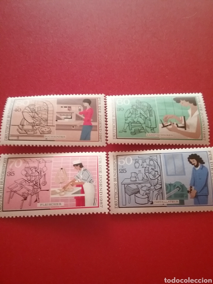 Briefmarken: Sello Alemania, R. Federal nuevos/1987//pro/juventud/trabajos/profesion/instalador/carnicero/encuade