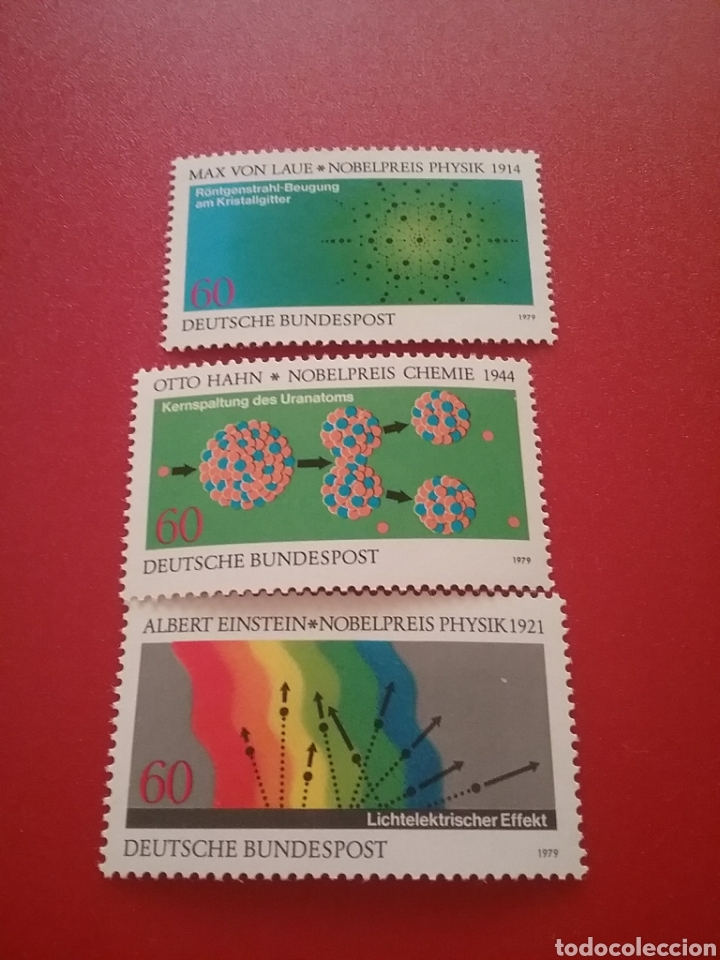 Briefmarken: Sello Alemania R. Federal nuevos/1979/Premios/nobel/fisica/quimica/ondas/atomos/moleculas/Einstein/l