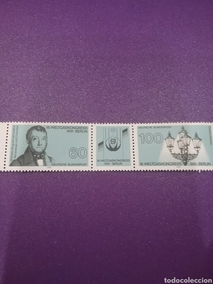 Selos: Sello Alemania R Federal nuevo/1991/congso/mundial/Gas/Berlin/farola/arte/artesania/famoso/Lampadius