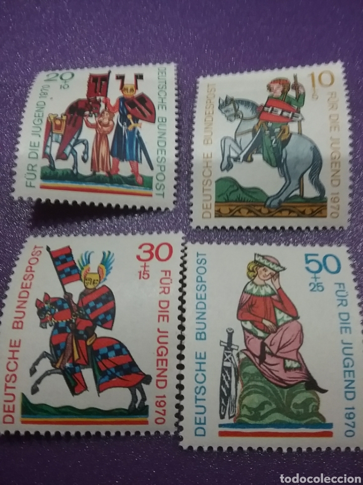 Stamps: Sello Alemania R. Federal nuevos/1970/pro/junvetud/frescos/trovadores/medievales/caballos/disfraz/es