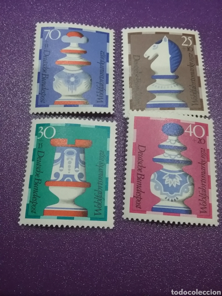 Stamps: Sello Alemania R. Federal nuevos/1972/figura/ajedrez/caballo/torre/reina/rey/arte/artesania/deporte/
