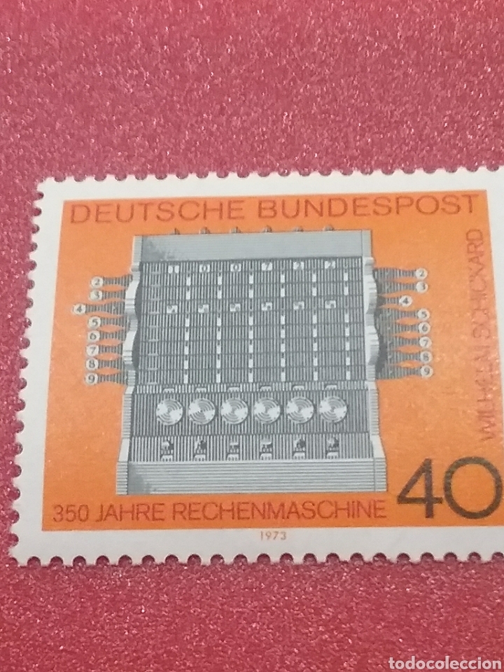 Stamps: Sello Alemania R. Federal nueva/1973/350Aniv/1a/maquina/calculadora/religuia/tesoro/coleccion/inven