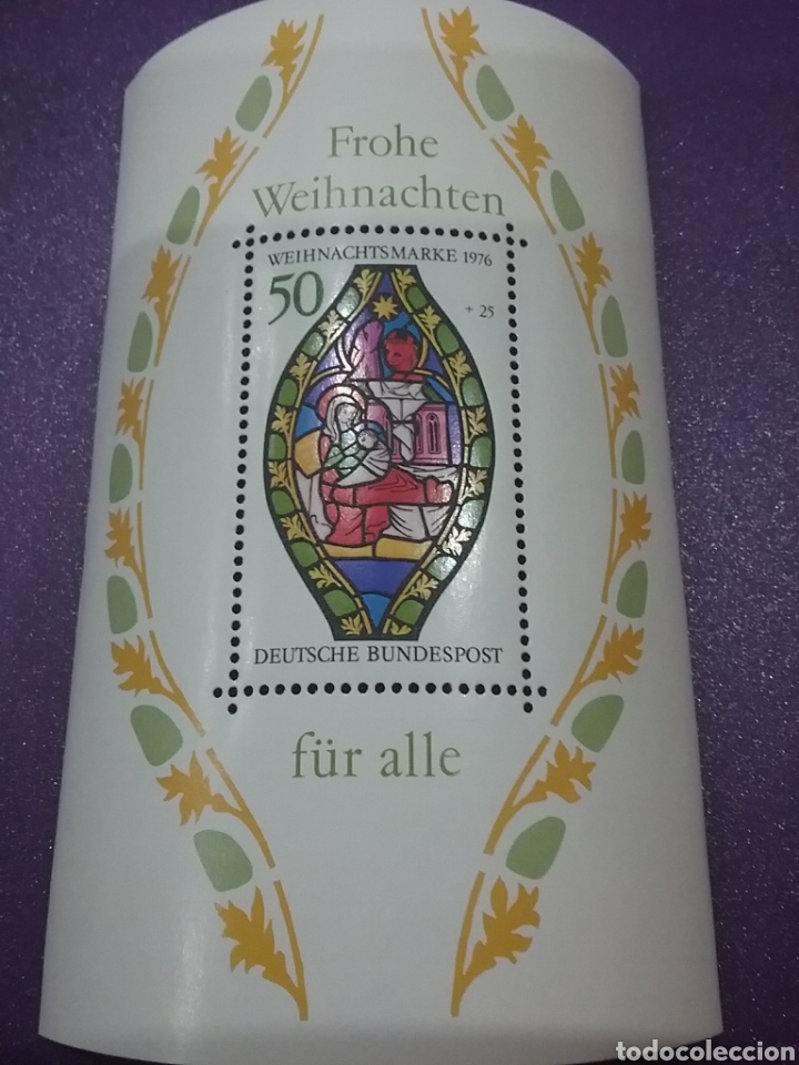 Selos: HB Alemania R. Federal nuevo/1976/navidad/religion/arte/vidriera/virgen/madonna/ni&ntilde;o/nacimiento/cre/