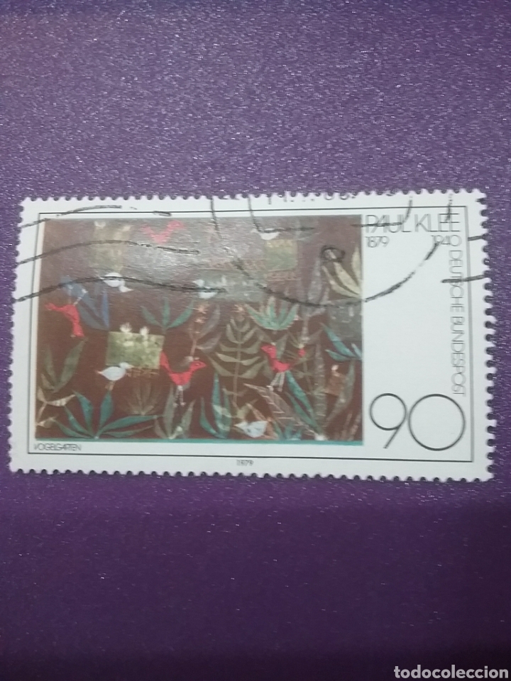 Selos: Sello Alemania R. Federal mtdos/1979/Cent/nacimiento/P.Klee/pintor/artista/cuadro/aves/jardin/flora/