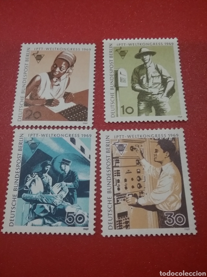 Stamps: Sello Alemania, Berlin nuevos/1969/20Congr/intern/personal/correos/uniforme/centralita/avion/trabajo