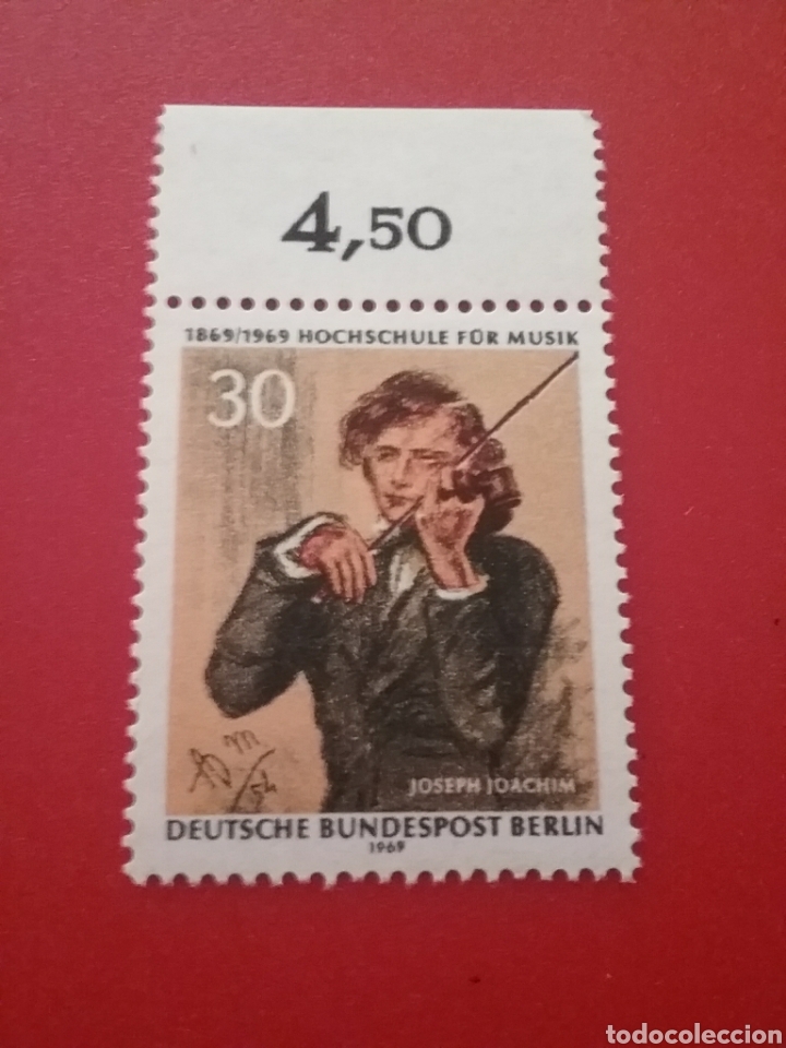 Sellos: Sello Alemania, Berlin nuevos/1969/cent/conservatorio/musica/violin/instrumento/musical/compositor/a