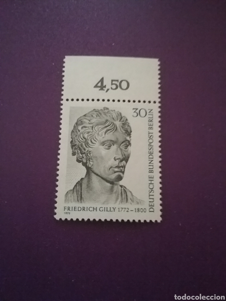 Timbres: Sello Alemania, Berlin nuevo/1972/bicentenario/nacimiento/arquitecto/F/Gilly/busto/arte/escultura/fa