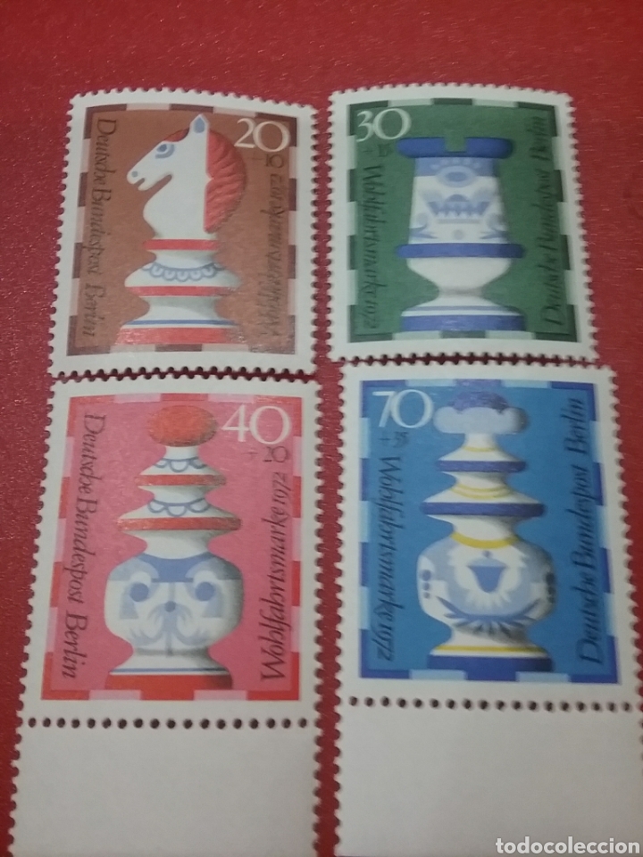 Selos: Sello Alemania, Berlin nuevo/1972/figuras/piezas/ajedrez/deporte/caballo/torre/reina/rey/arte/artesa