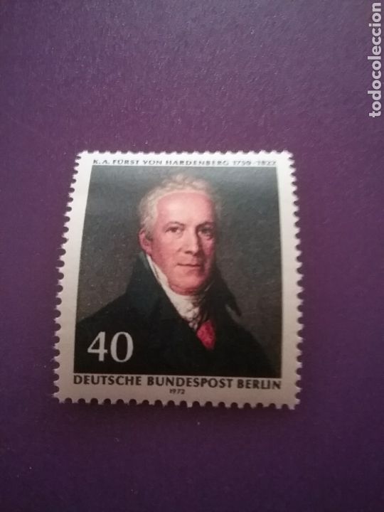 Selos: Sello Alemania, Berlin nuevo/1972/duque/Hardemberg/retrato/ministro/politico/famoso/historia/prusia/