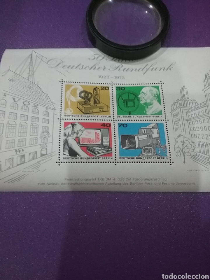 Selos: HB Alemania, Berlin nuevo/1973/Laniv/radio/television/inventos/comunicacion/camara/emisora/micro/cas