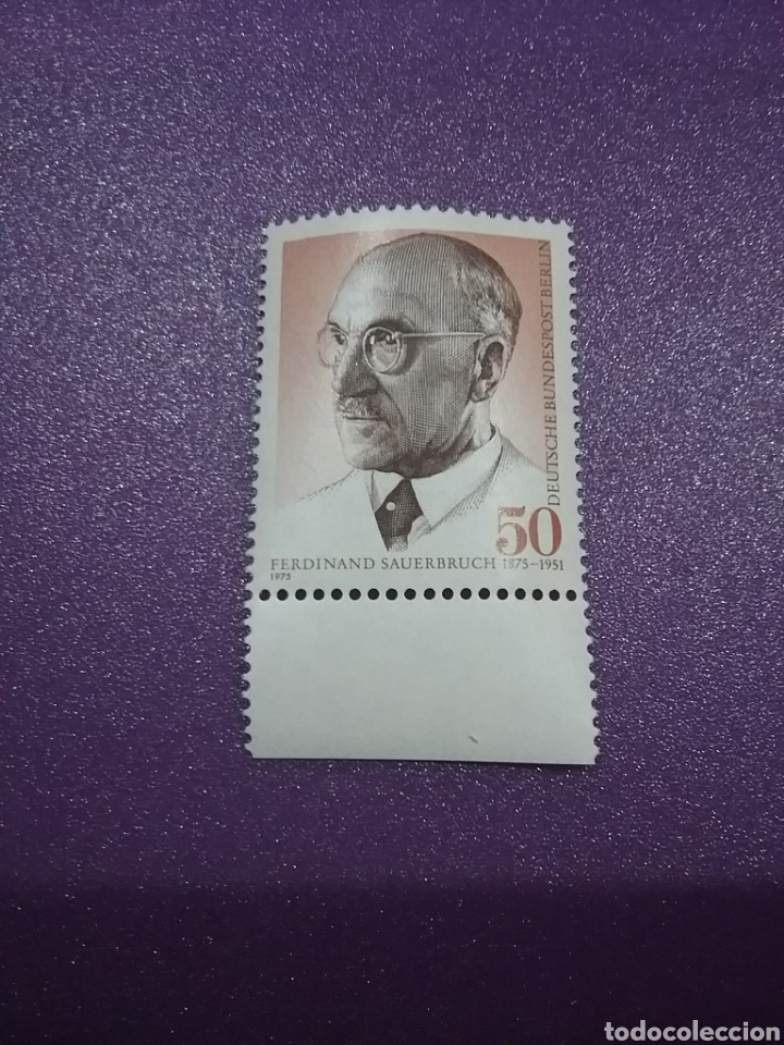 Stamps: Sello Alemania, Berlin nuevo/1975/centenario/nacimiento/cirujano/arte/famoso/retrato/F/Sauerbruch/