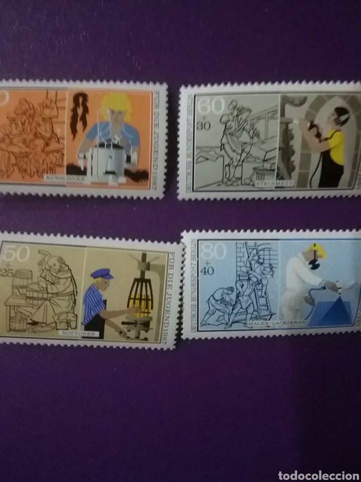 Sellos: Sello Alemania, Berlin nuevo/1987/pro/juventud/oficios/trabajos/tonelero/alba&ntilde;il/peletero/artesania/