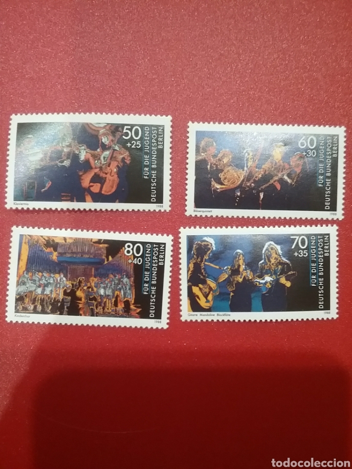 Sellos: Sello Alemania, Berlin nuevo/1988/pro/juventud/musica/arte/artistas/orquesta/coro/guitarra/instrumen