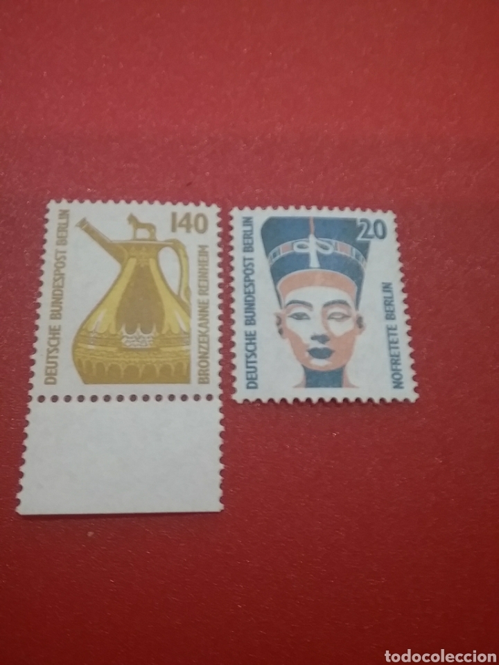 Sellos: Sello Alemania, Berlin nuevo/1989/busto/Nefertiti/jarra/bronce/tesoro/arte/artesania/escultura/forj
