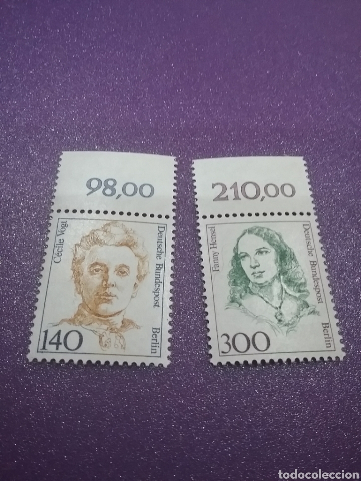 Sellos: Sello Alemania, Berlin nuevo/1989/mujeres/famosas/Cecile/Vogt/nuerologa/Fanny/Hensel/compositora/art