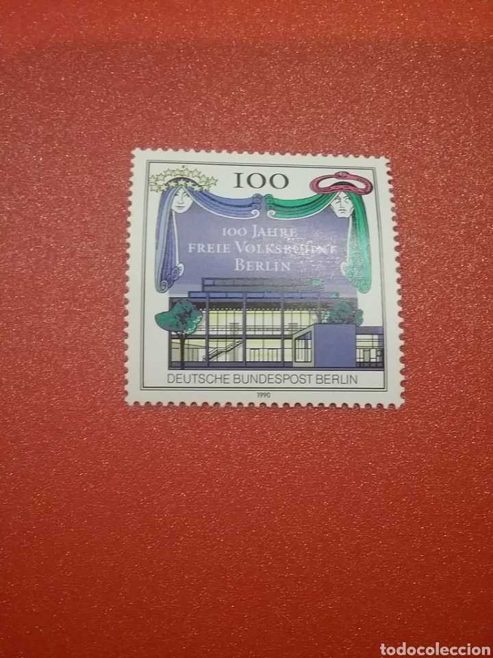 Sellos: Sello Alemania, Berlin nuevo/1990/Cent/representacio/teatro/mascara/titeres/tel&oacute;n/edificio/arquitect
