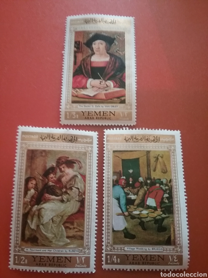 Sellos: Sello Yemen, Norte mtdos(+/- s. bisagra)/1969/pintura/flamenca/arte/cuadros/Bruegel/Rubens/boda/mj0/