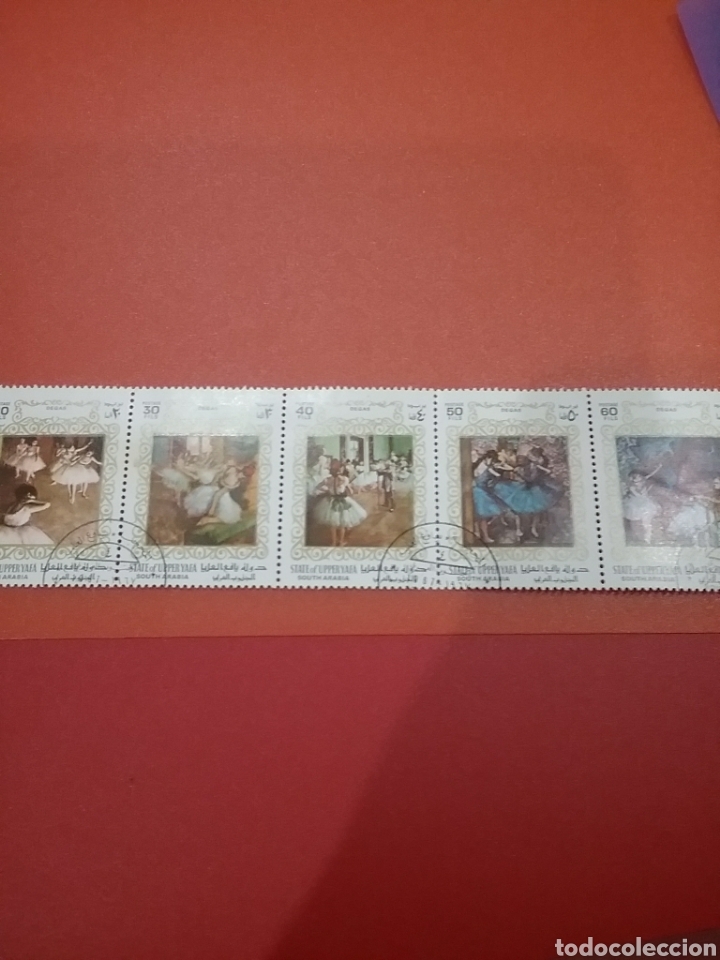 Sellos: Sello Yafa Superior (State Upper Yafa) mtdos(+/- s. bisagra)/1967/punturas/Edgar/Degas/danza/arte/cu