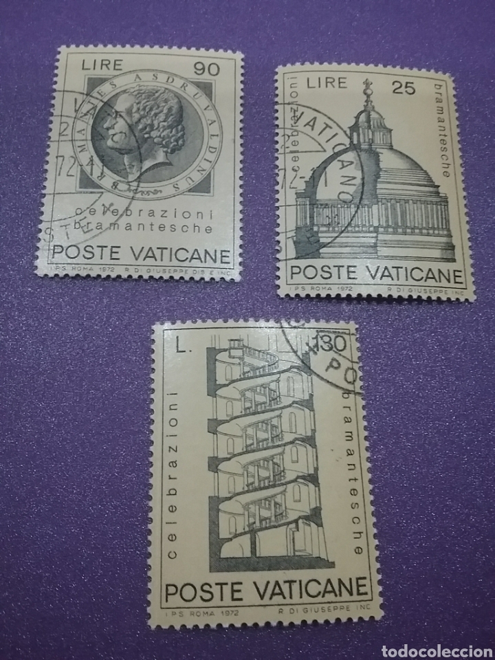 Sellos: Sello Ciudad Vaticano mtdos/1972/Arquitectura/Bramante/Cupula/Pedro/Escalera/Medalla/arte/famoso
