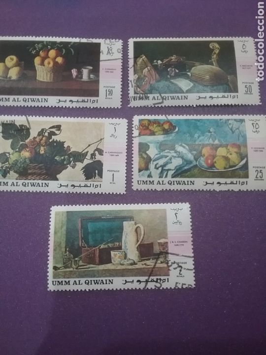 Sellos: Sello Umm al Qiwain (E.A.U) mtdo/1968/arte/cuadros/pibturas/Caravallo/Zurbaran/naturaleza/bodeg&oacute;n/fr