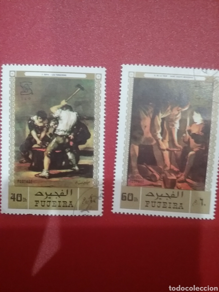 Sellos: Sello Fujeira (E.A.U) mtdos/1971/organizacion/trabajo/herrero/Francisco/Goya/torno/arte/pinturas/cua