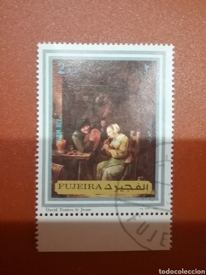 Sellos: Sello Fujeira (E.A.U) mtdos/1972/arte/pinturas/cuadros/artistas/Davis/Teniers/musica/instrumentos/f