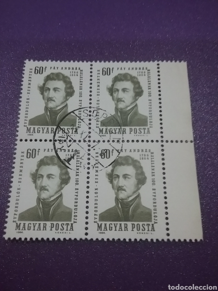 Sellos: Sello Hungr&iacute;a (Magyar P) mtdo/1964/1Cent/muerte/Andras/Fay/escritor/arte/artista/famoso/literatura/p