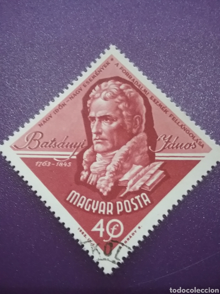 Sellos: Sello Hungr&iacute;a (Magyar P) mtdos/1963/2Cent/nacimiento/poeta/Batsanyi/pluma/libro/arte/escritor/famoso