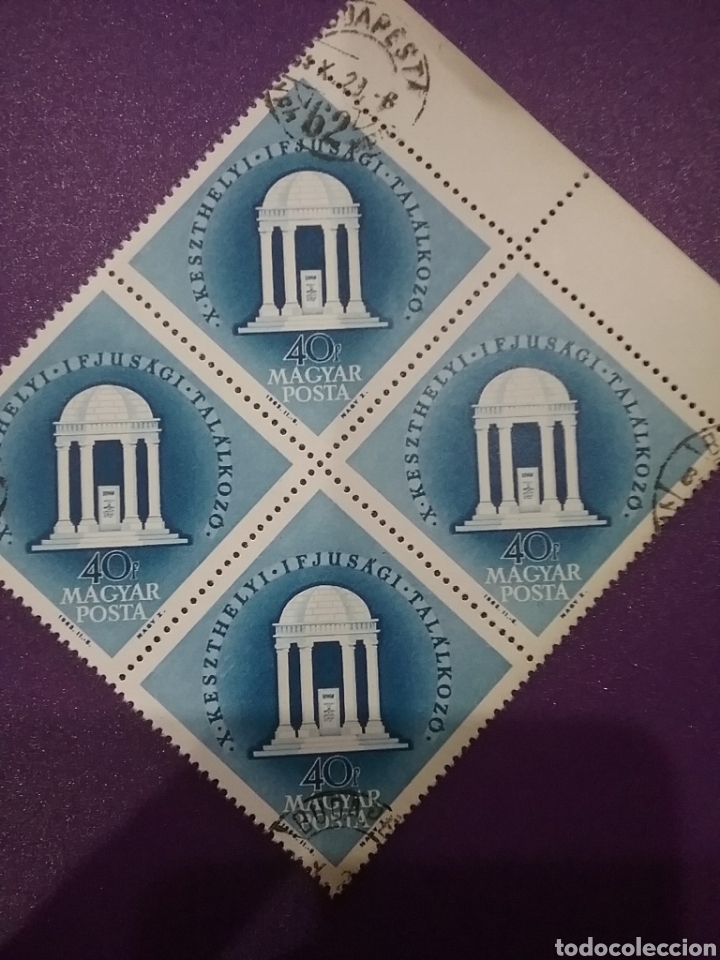 Sellos: Sello Hungr&iacute;a (Magyar P) mtdos/1963/10/festival/juventud/infancia/arte/arquitectura/glorieta/