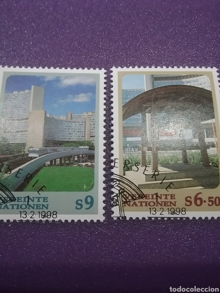 Selos: Sello Naciones Unidas (Viena) mtdo/1998/nn.uu/instrumento/musical/arte/arquitectura/esificio/vistas