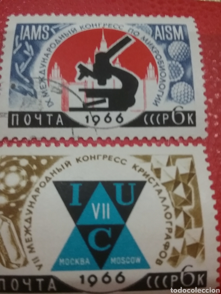 Timbres: Sellos Rusia (URSS/CCCP) nuevo/2 de 3v/1966/congreso/cientifico/arte/microscopio/cuarzo/atomos