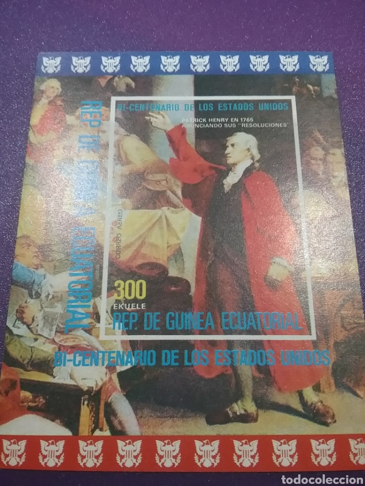 Sellos: HB G. Ecuatorial nuevos/1975/2Cent/independencia/EE.UU/arte/pintura/Patrick/Hemry/gobernador/virgini