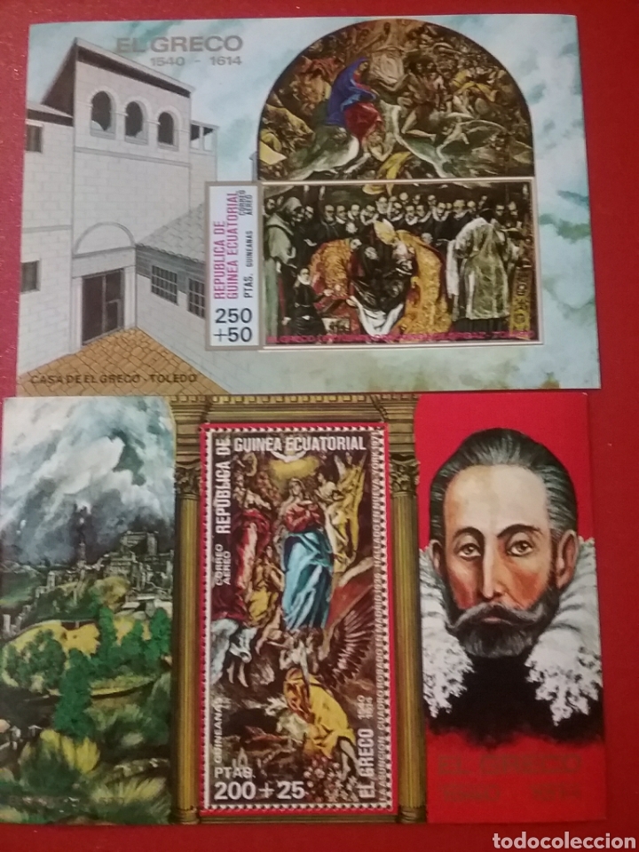 Stamps: HB (2) G. Ecuatorial nuevo/1976/Greco/arte/pintura/cuadro/entierro/Conde/Orgaz/Asunci&oacute;n/religion/ave