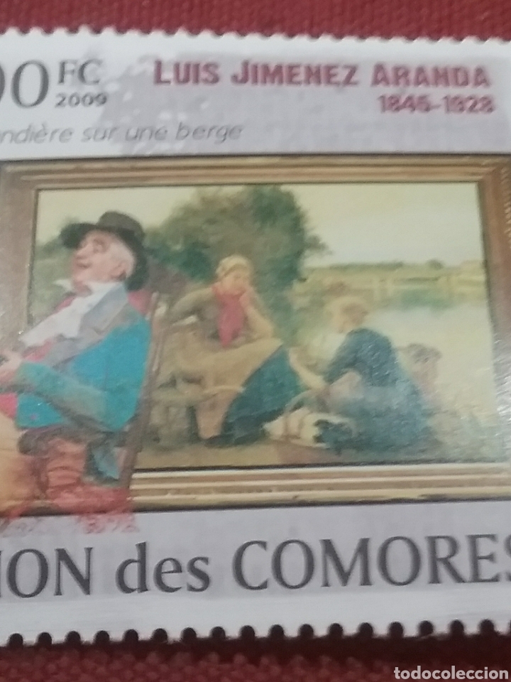 Timbres: Sello Comoras (I. Comores) nuevo/2009/arte/cuadro/pintura/lavandera/orilla/lago/imenez/Aranda/natura