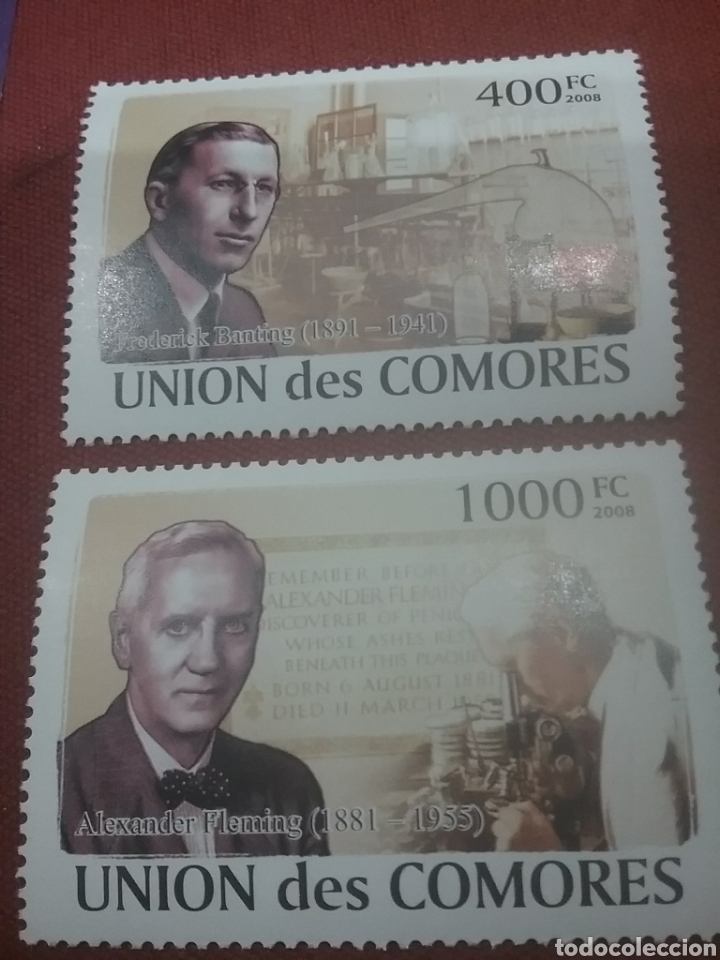 Stamps: Sello Comoras (I. Comores) nuevo/2009/medicina/investigacion/Alexander/Fleming/panicilina/arte/micro