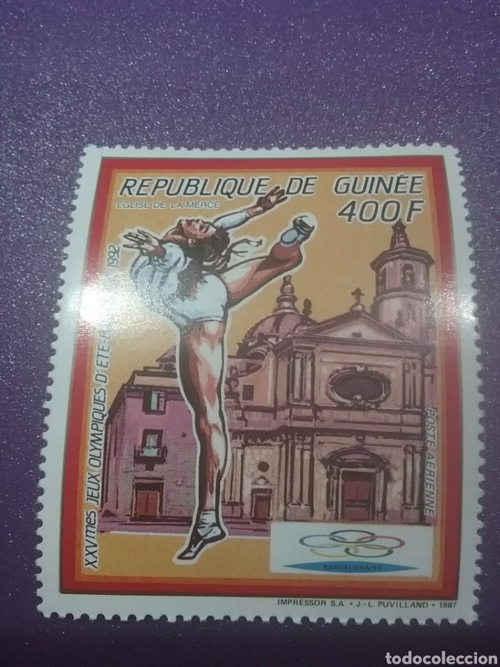 Stamps: Sello R. Guinea nuevos(1 de 6v)/1987/juegos/olimpiada/Barcelona,92/Espa&ntilde;a/catedral/arte/Merce/iglesi