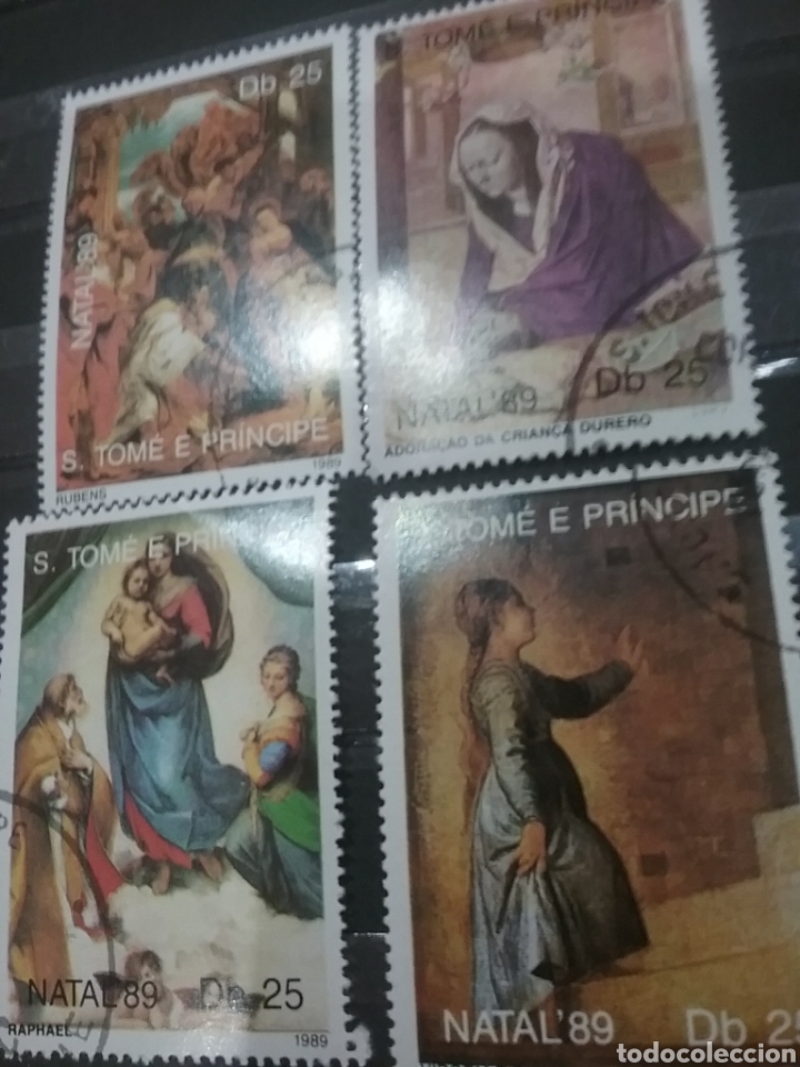 Briefmarken: Sello Tome y Principe mtdo/1989/navidad/arte/cuadros/pinturas/religion/Raphael/Direr/Rubens/Tiziano/