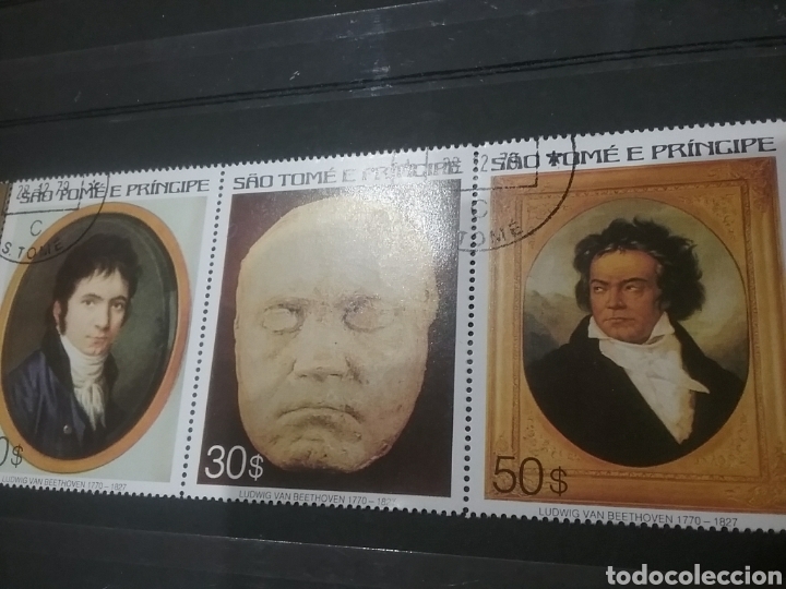 Selos: Sello Tome y Principe mtdo/1977/150Aniv/muerte/Ludwin/van/Beethoven/arte/compositor/artista/famosos/