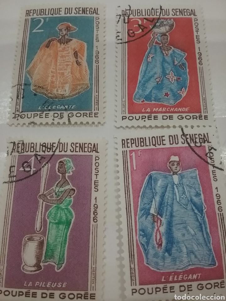 Selos: Sello Senegal mtdos/1966/mu&ntilde;ecas/Gor&eacute;e/vestidos/folclore/mercader/elegante/batidora/herramienta/jueg