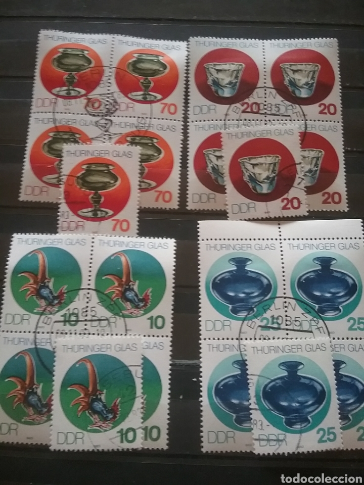 Briefmarken: Sello Alemania(DDR) mtdo(+/-bisagra).1983. Vidrieras Turqu&iacute;a. Copa, jarra, gallo. Artesania. Arte.
