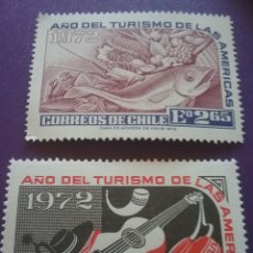 Sellos: SELLO CHILE NUEVO(S2/3V). 1972. AÑO TURISMO AMERICA. PESCADO, PECES,, FAUNA. GUITARRA. CERAMICA. Lote 363761715