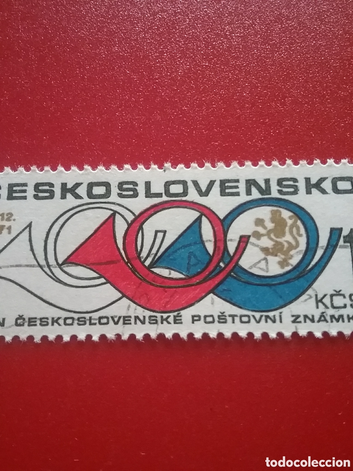 Sellos: Sello Checoslovaquia mtdo.1971. Dia del sello. Clar&iacute;n. Trompeta. Herramienta trabajo.