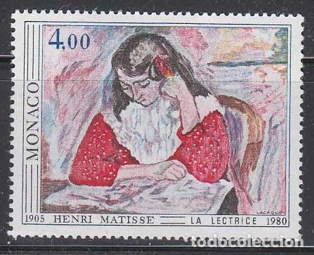 Sellos: Monaco 1243, Matisse, la lectora, nuevo *** - Foto 1