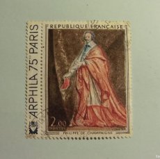 Sellos: FRANCIA 1974 - PINTURA, ARTE - CARDENAL DE RICHELIEU (1602-1674). POR PHILIPPE DE CHAMPAIGNE.