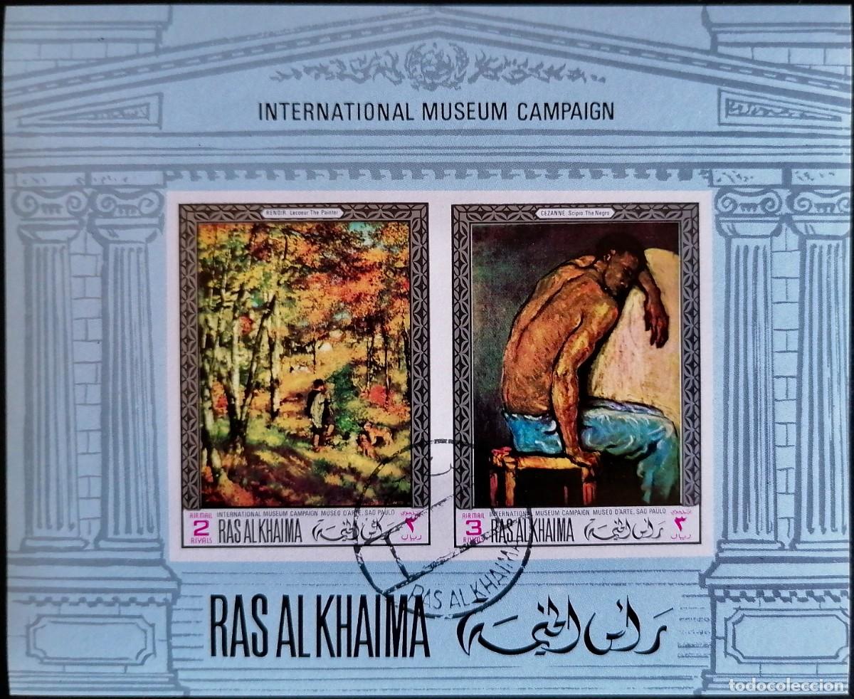 Sellos: RAS AL KHAIMA 1968 - HB MUSEOS / PINTURAS . - Foto 1
