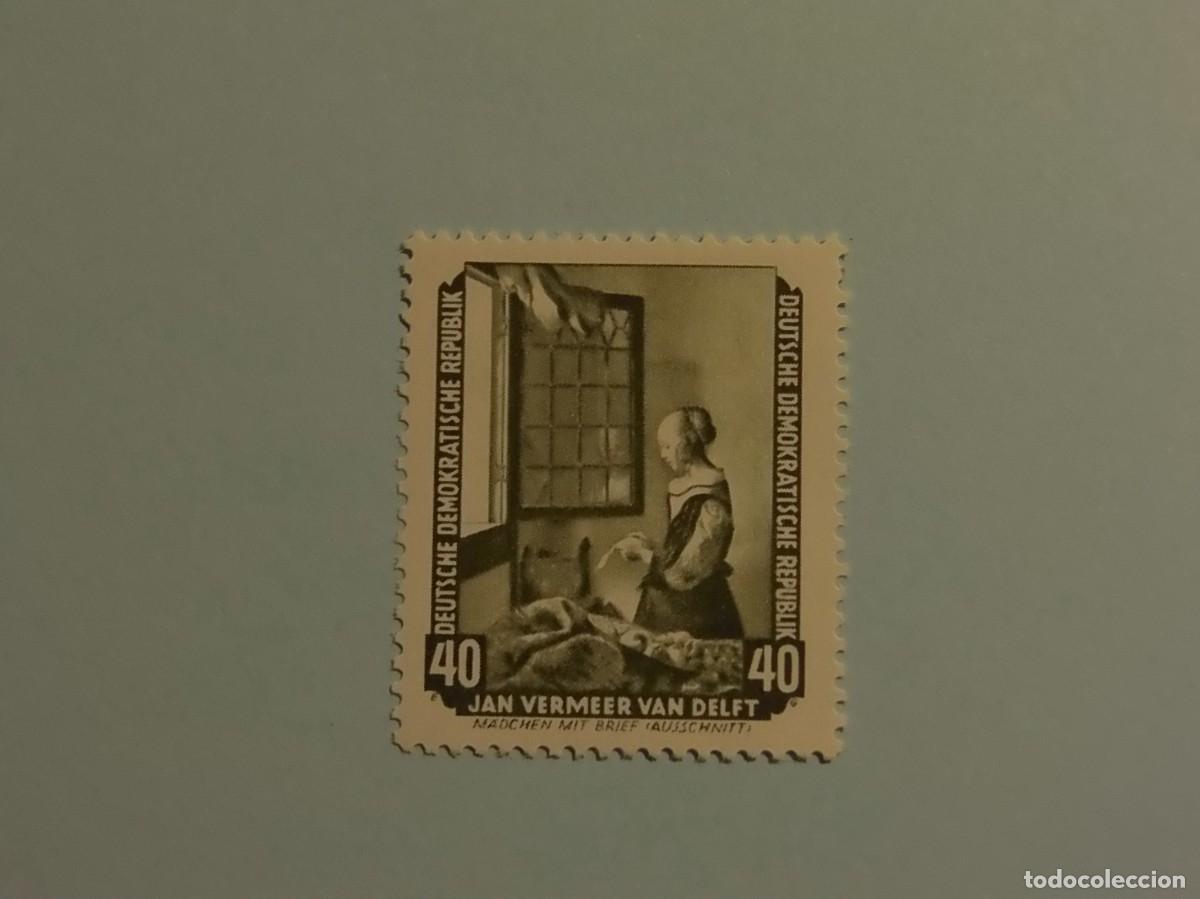 Briefmarken: ALEMANIA DEMOCRATICA 1955 - PINTURA - DRESDE - MUCHACHA LEYENDO, J. VERMEER - NUEVO.