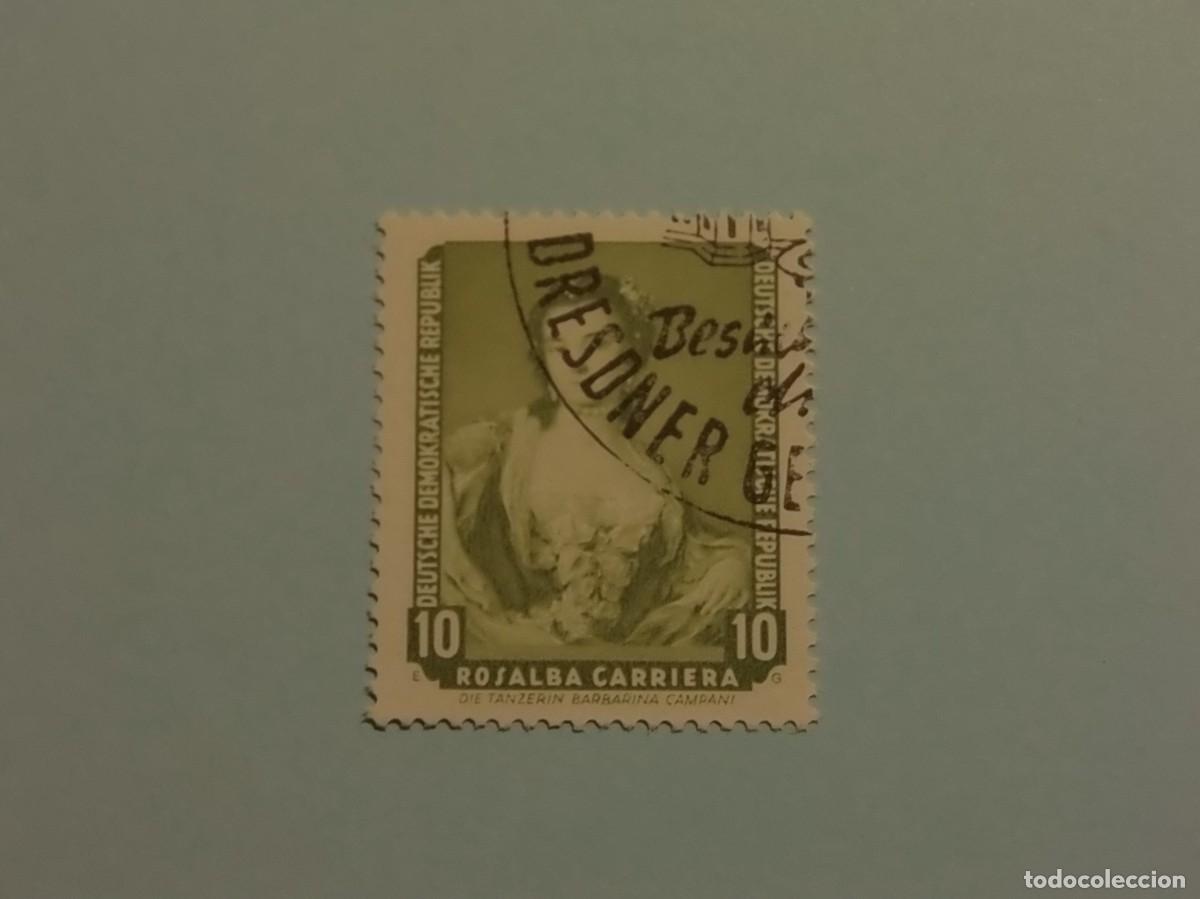 Briefmarken: ALEMANIA DEMOCRATICA 1957 - PINTURA - PINACOTECA DE DRESDE - &rdquo;La bailarina Campani&rdquo;, R. Carriera.