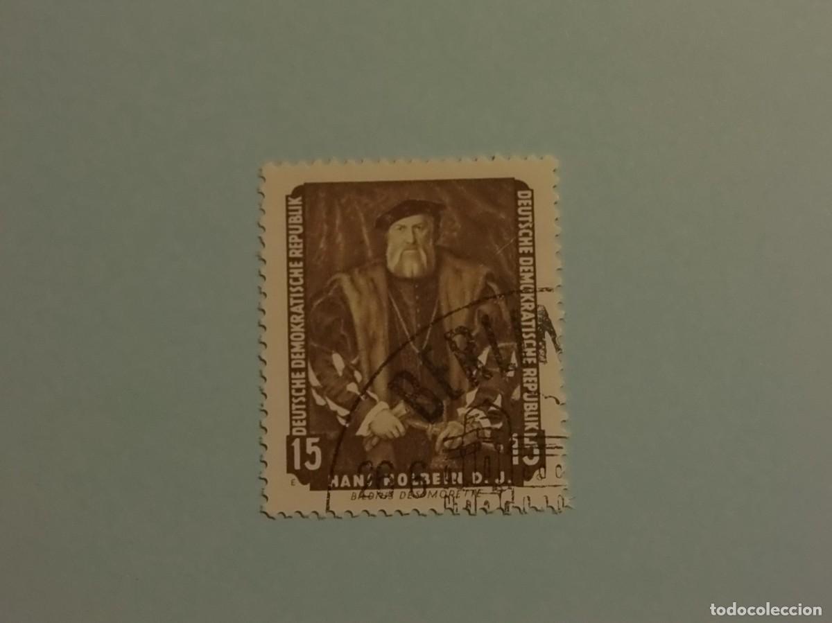 Briefmarken: ALEMANIA DEMOCRATICA 1957 - PINTURA - PINACOTECA DE DRESDE - &rdquo;Retrato de Morette&rdquo;, H. Holbein.
