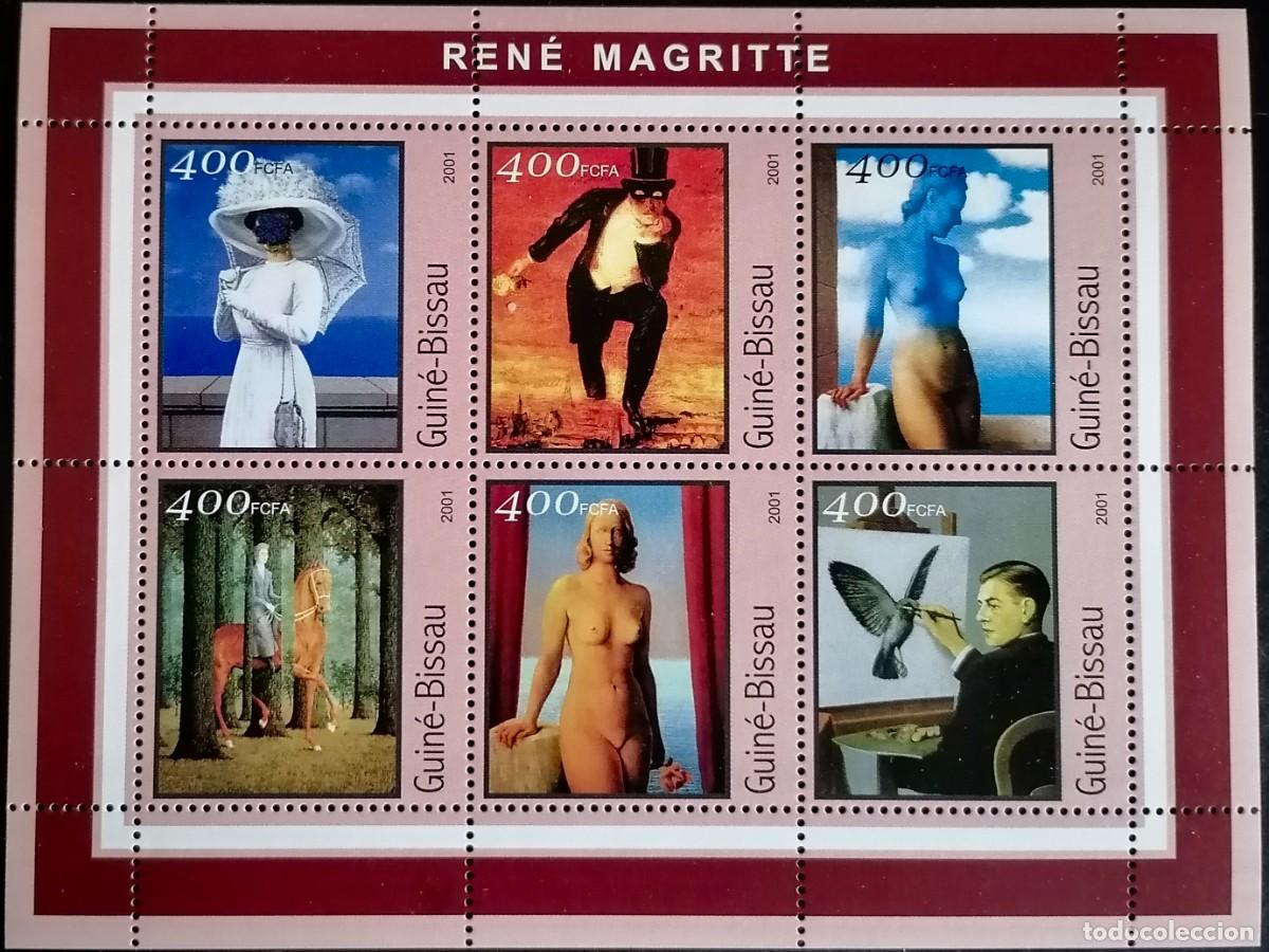 Sellos: GUINEA BISSAU 2001 - HB REN&Eacute; MAGRITTE . - Foto 1